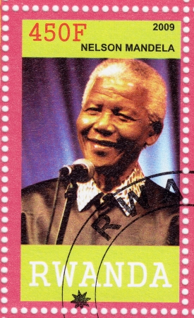 RWANDA - CIRCA 2009   Nelson Mandela - former President of South Africa, has received 1993 Nobel Peace Prize, circa 2009のeditorial素材