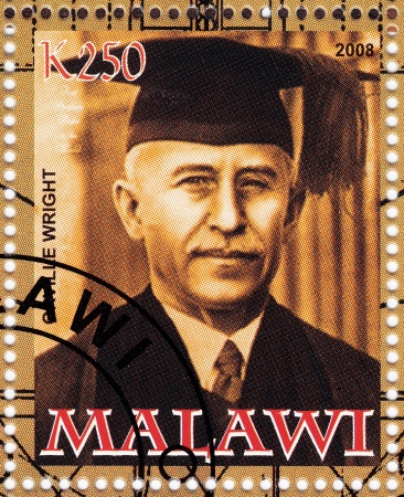 MALAWI - CIRCA 2008 : stamp printed in MAlawi shows Orville Wright - american aviation pioneer, circa 2008のeditorial素材