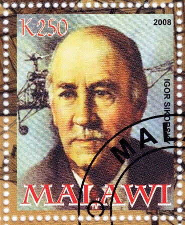 MALAWI - CIRCA 2008 : Igor Sikorsky - Russian-American pioneer of aviation in both helicopters and fixed-wing aircraft, circa 2008のeditorial素材