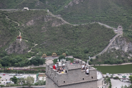 BEIJING - JUNE 12: Visitors walks on the Great Wall of China on June 12 2012. Four million people visits the great wall each year. The Great Wall of China is the longest man-made structure in the worldのeditorial素材