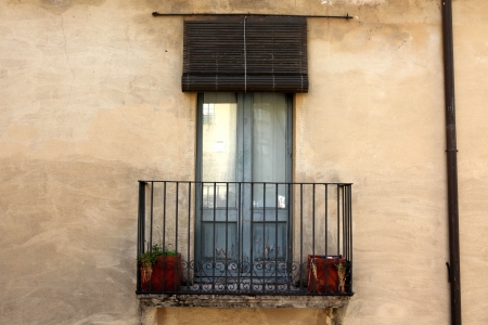classic vintage style european door and balcony の写真素材