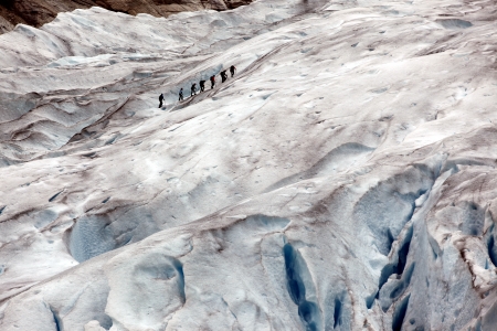 Norway, Jostedalsbreen National Park. Famous Briksdalsbreen glacier in Briksdalen valleyの写真素材