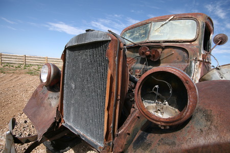 Old destroy abandoned american car, USAの写真素材