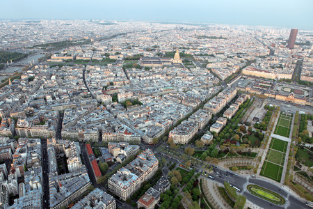 Famous sunset view of Paris from the Eiffel Tower, France