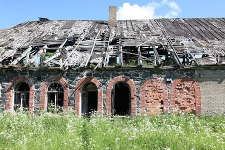 abandoned building facadeの写真素材
