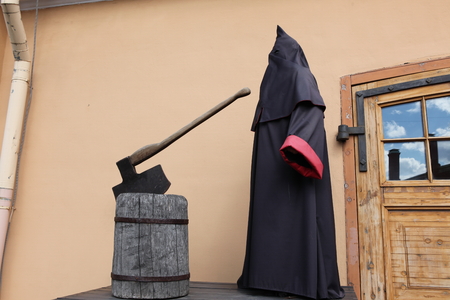 executioner at block with axeの写真素材