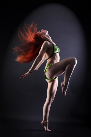 woman modern dancer in ballroomの写真素材