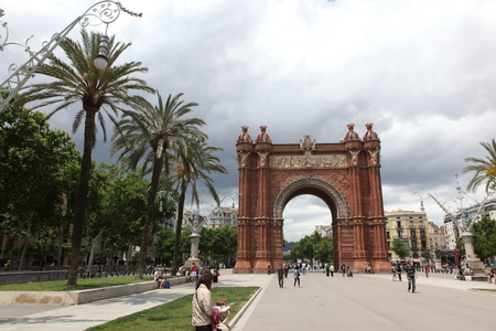 BARCELONA SPAIN - JUNE 9: At Arch of Triumph in ciutadella park, Barcelona, Spain on June 9, 2013. Barcelona is one of the most populated metropolitan areas in Europeのeditorial素材