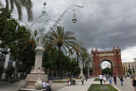 BARCELONA SPAIN - JUNE 9: At Arch of Triumph in ciutadella park, Barcelona, Spain on June 9, 2013. Barcelona is one of the most populated metropolitan areas in Europeのeditorial素材