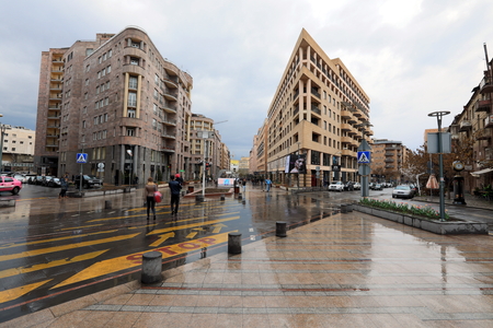 YEREVAN, ARMENIA - APRIL 09, 2017: The architectural ensemble of Northern Avenue - business and shopping center of the city, on 2017 April 09 in Yerevanのeditorial素材
