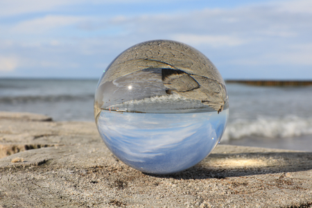 The coast of sea in the glass ballの写真素材