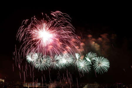 Holidays Fireworks at night skyの写真素材
