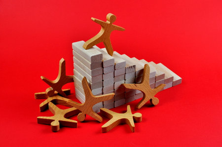 A person at the top of the career ladder. The concept of achieving success.