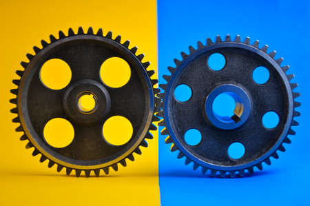 Metal gears connected to each other.の写真素材
