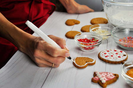 The concept of Christmas cooking. Homemade traditional Christmas pastries.の写真素材