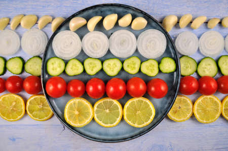 composition of vegetables and fruits.の写真素材