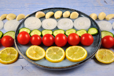 composition of vegetables and fruits.の写真素材