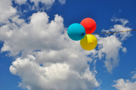 Colorful balloons in the skyの写真素材