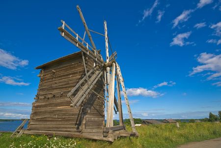 Very old windmill in russian open-air museumの写真素材