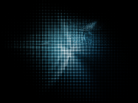 Abstract background element. Distortion of regular grid pattern. Technology glitch concept. Blue toned image.の写真素材