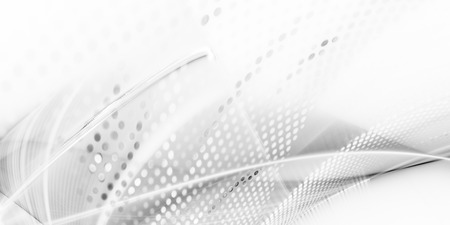 Abstract white texture element. Fractal graphics. Composition of curves and mosaic halftone effects.の写真素材