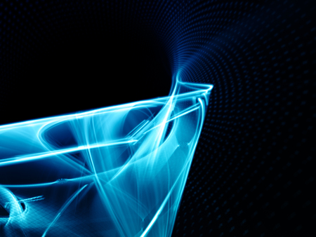 Abstract background element. Fractal graphics. Composition of curves and mosaic halftone effects. Blue and black colors.の写真素材