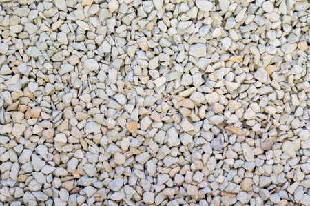 Finely ground zeolite mineral stones. A spread of small pebble-like fragments.の写真素材