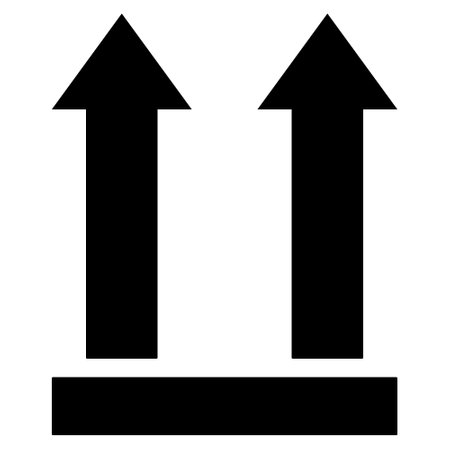 Two black arrows pointing upwards. Simple graphic with two solid black arrows pointing up, representing growth, progress, or direction, isolated on a white background.の写真素材