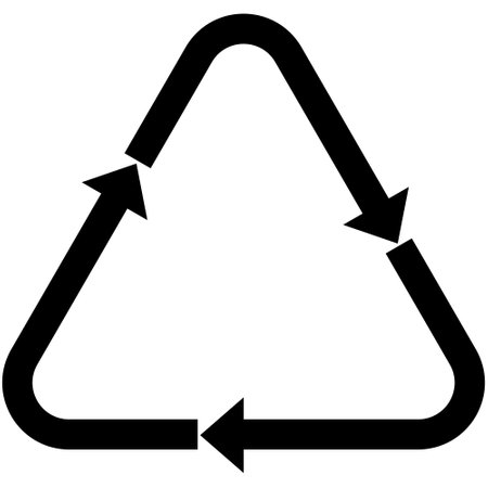 Isolated black and white recycle symbol representing sustainability and environmental conservation on a clean, transparent background for clear visibility.の写真素材