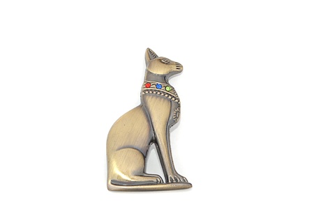 Egyptian cat figurine  on white background.の写真素材