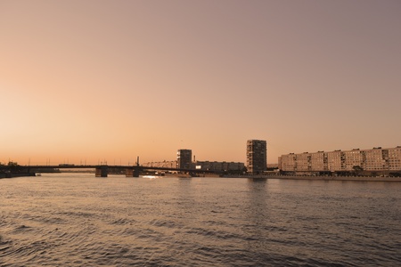 Sunset in a cityの写真素材