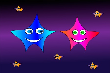 Star-boy and star-girl, stars loveのイラスト素材