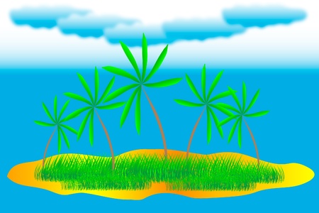 tropical island with palms and grassのイラスト素材
