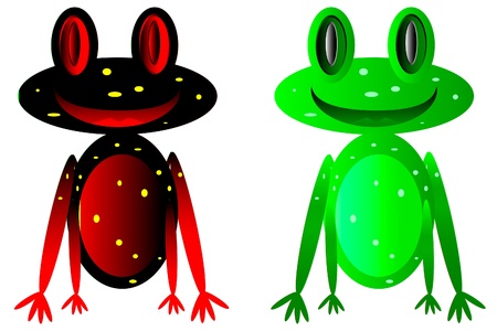  happy frogs on white backgroundのイラスト素材