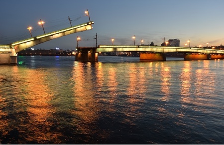 Night view of the St Petersburg, Russia.の写真素材