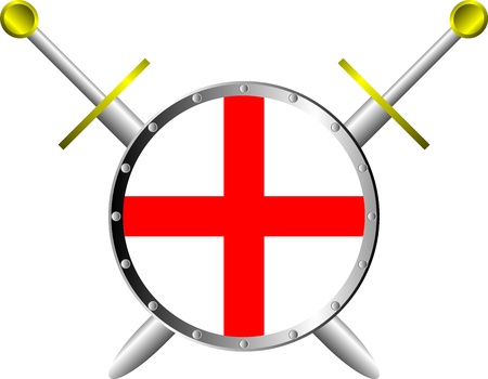 Shield and swords isolated on white backgroundのイラスト素材