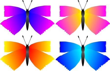 Set of butterfly isolated on white backgroundのイラスト素材