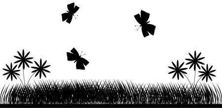 Flowers and the butterfly on a white backgroundのイラスト素材