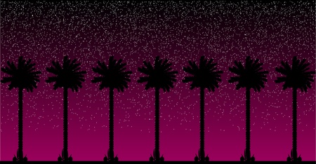 Group of palm trees on at nightのイラスト素材