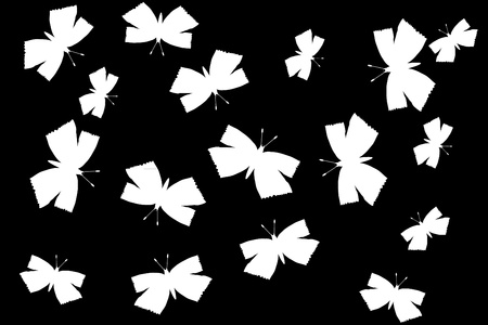 Butterflies silhouette on black background - vectorのイラスト素材