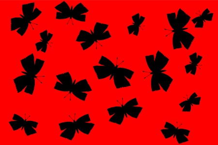 Butterflies silhouette on red background - vectorのイラスト素材