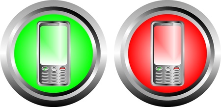 Two buttons with phone on a white backgroundのイラスト素材