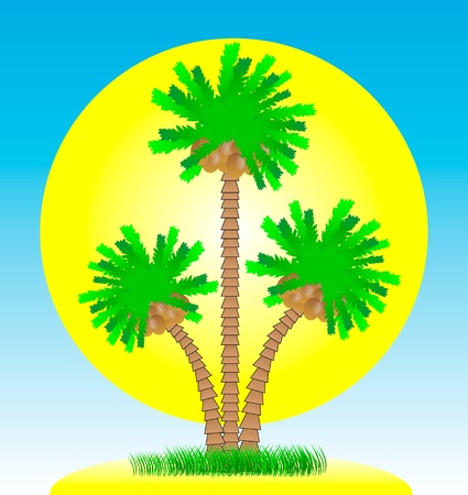 Illustration of a palm trees on a small vacation island paradise.のイラスト素材