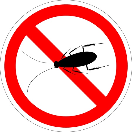 Forbidding vector sign - stop cockroach isolated on white backgroundのイラスト素材