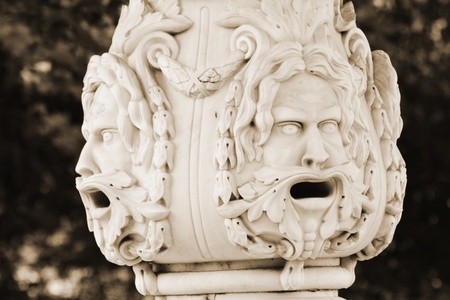 Detail of fountain in Tsarskoe Selo (Pushkin), Saint Petersburg, Russia . Sepia.の写真素材