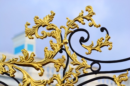 Details of golden gate in Tsarskoe Selo, Russiaの写真素材