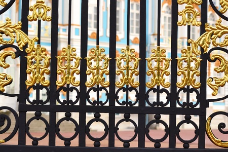 Details of golden gate in Tsarskoe Selo, Russiaの写真素材