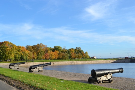 View of the embankment in Kronstadt, St-Petersburg, Russia .