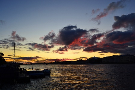 View of St. Petersburg after sunset, Russiaの写真素材