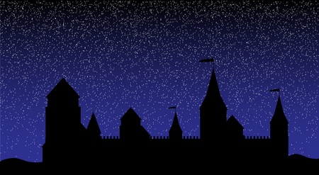 Black silhouette of the castle at night - vectorのイラスト素材